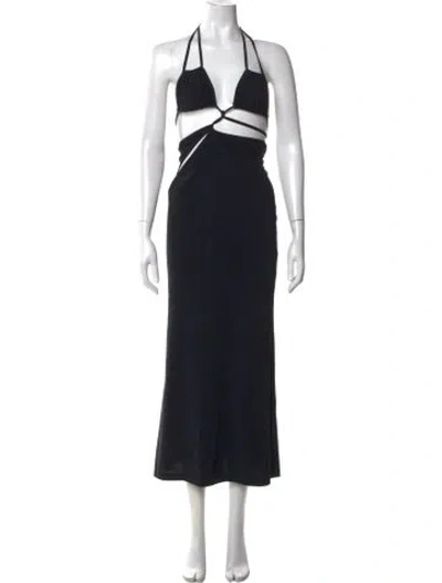 Pre-owned Christopher Esber Halterneck Long Dress In Black