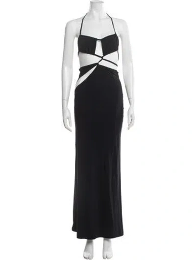 Pre-owned Christopher Esber Halterneck Long Dress In Black