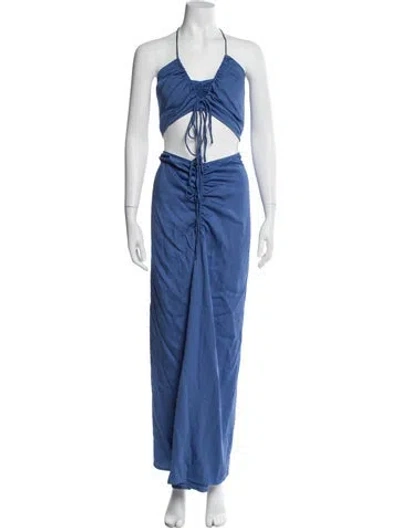 Pre-owned Christopher Esber Halterneck Long Dress In Blue
