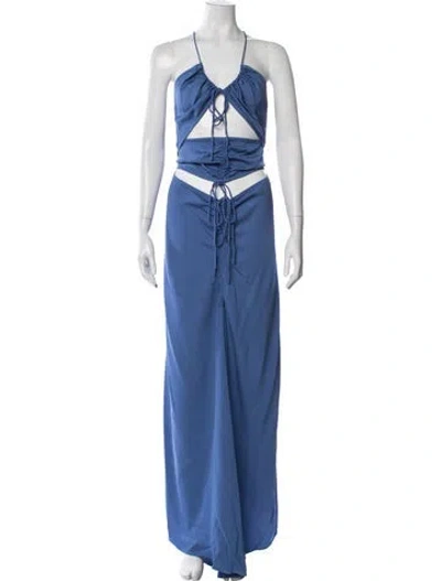 Pre-owned Christopher Esber Halterneck Long Dress In Blue