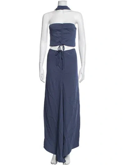 Pre-owned Christopher Esber Halterneck Long Dress In Blue