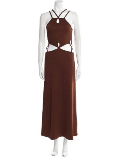 Pre-owned Christopher Esber Halterneck Long Dress In Brown