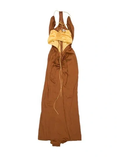Pre-owned Christopher Esber Halterneck Long Dress In Brown