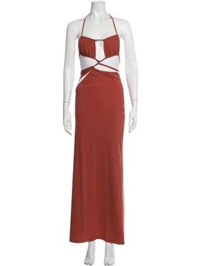 Pre-owned Christopher Esber Halterneck Long Dress In Orange