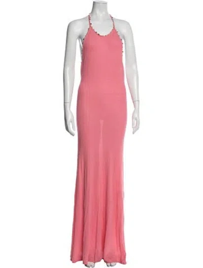 Pre-owned Christopher Esber Halterneck Long Dress In Pink