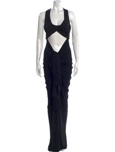 Pre-owned Christopher Esber Halterneck Long Dress W/ Tags In Black