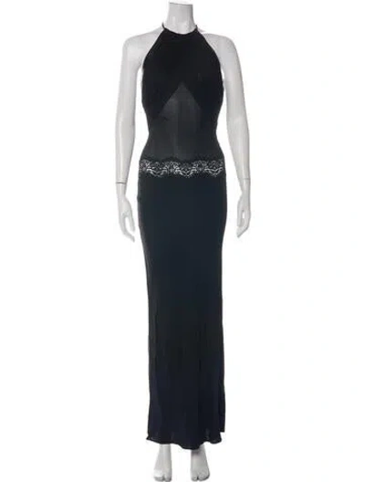 Pre-owned Christopher Esber Halterneck Long Dress W/ Tags In Black