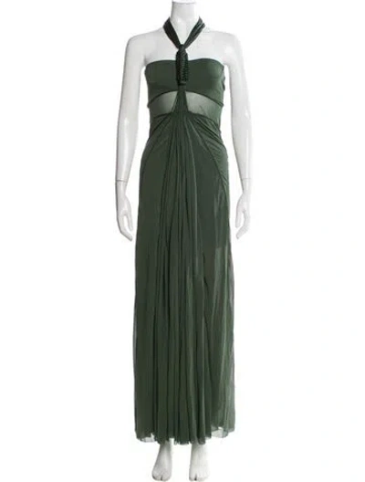 Pre-owned Christopher Esber Halterneck Long Dress W/ Tags In Green