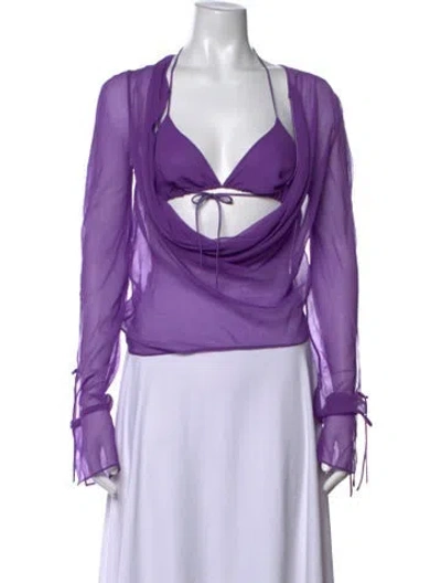 Pre-owned Christopher Esber Halterneck Long Sleeve Top In Purple