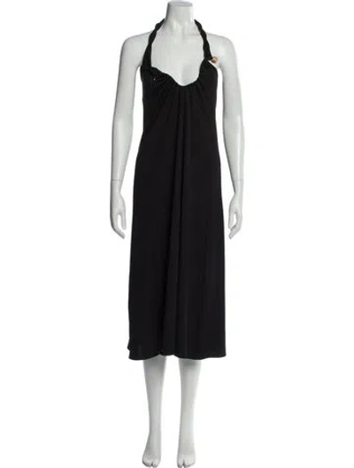 Pre-owned Christopher Esber Halterneck Midi Length Dress In Black