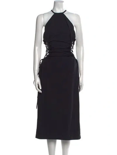 Pre-owned Christopher Esber Halterneck Midi Length Dress In Black
