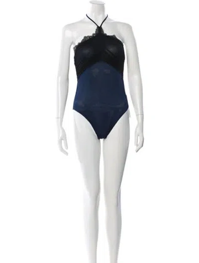 Pre-owned Christopher Esber Halterneck Sleeveless Bodysuit In Blue