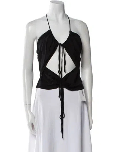 Pre-owned Christopher Esber Halterneck Sleeveless Crop Top In Black