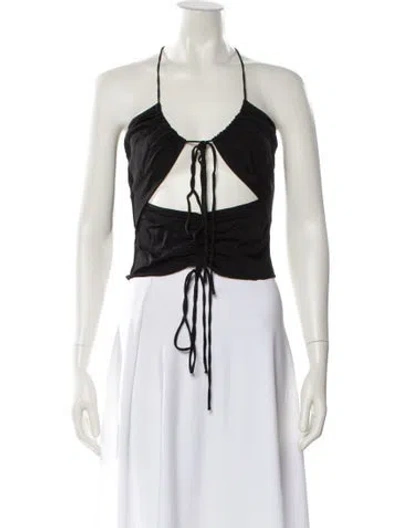 Pre-owned Christopher Esber Halterneck Sleeveless Crop Top In Black