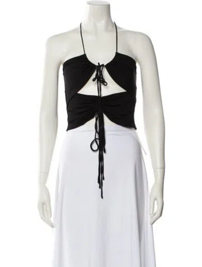 Pre-owned Christopher Esber Halterneck Sleeveless Crop Top In Black