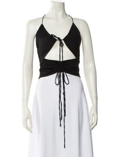 Pre-owned Christopher Esber Halterneck Sleeveless Crop Top In Black