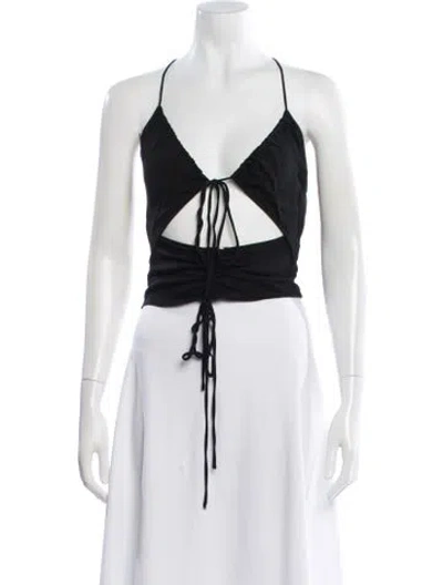 Pre-owned Christopher Esber Halterneck Sleeveless Crop Top In Black