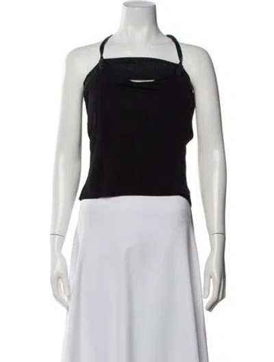Pre-owned Christopher Esber Halterneck Sleeveless Crop Top In Black