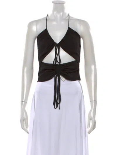 Pre-owned Christopher Esber Halterneck Sleeveless Crop Top In Black