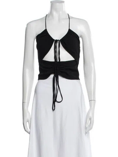 Pre-owned Christopher Esber Halterneck Sleeveless Crop Top In Black