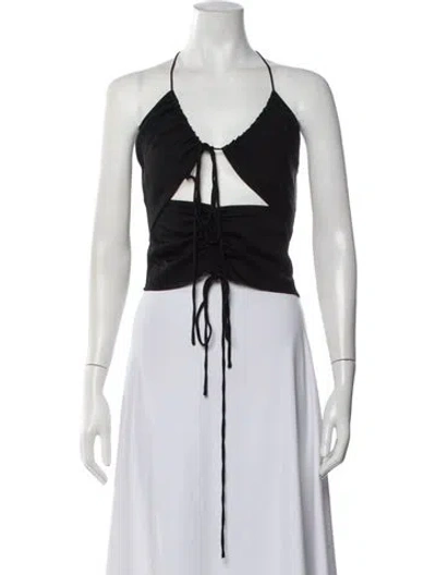 Pre-owned Christopher Esber Halterneck Sleeveless Crop Top In Black