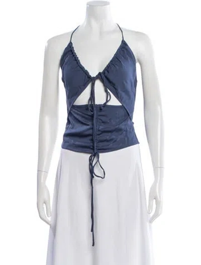 Pre-owned Christopher Esber Halterneck Sleeveless Crop Top In Blue