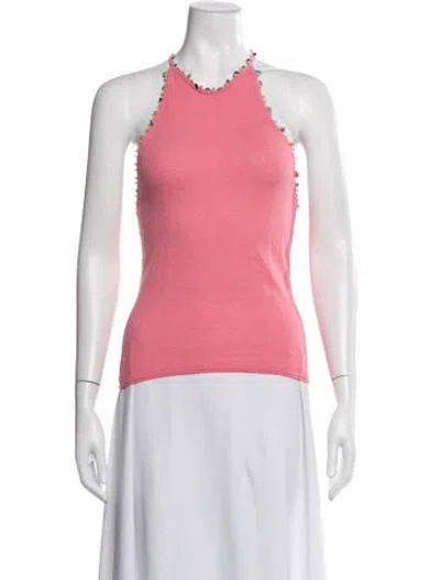 Pre-owned Christopher Esber Halterneck Sleeveless Crop Top In Pink