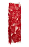 Christopher Esber Hand-embroidered Tapestry Silk Maxi Skirt In Red