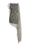 Christopher Esber Hand Painted Draped Lace Mini Dress In Multi