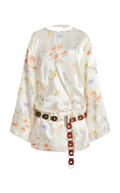Christopher Esber Heirloom Silk Brocade Mini Dress In White