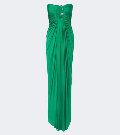 Christopher Esber Helix Crystal Gathered Gown In Green