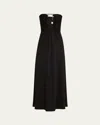 Christopher Esber Helix Crystal Ribbed Strapless Dress In Black
