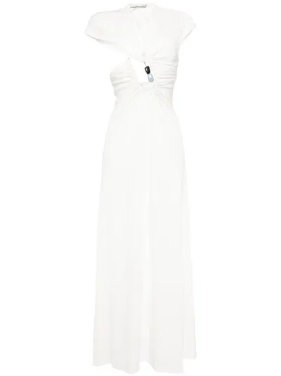 Christopher Esber Helix Crystal Ribbed Tee Dress In White