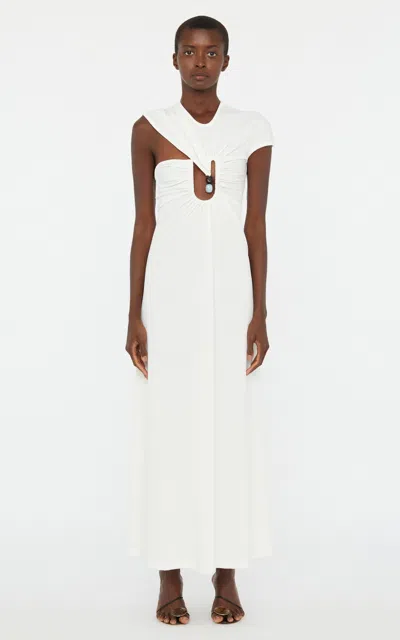 Christopher Esber Helix Crystal Ribbed Tee Dress In White