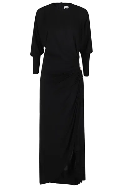 Christopher Esber Helix Crystal Stone Ls Dress In Black