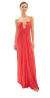 Christopher Esber Helix Crystal Strapless Gown Paprika In Pink