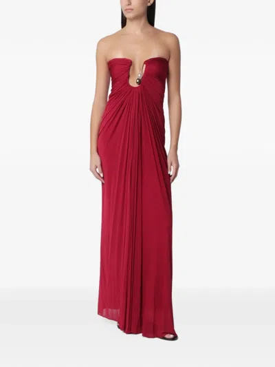Christopher Esber Helix Crystal-embellished Strapless Gown In Burgundy