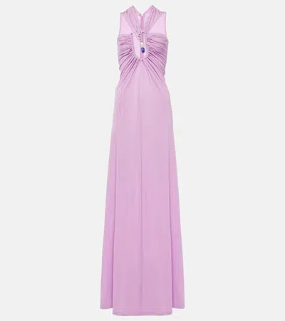 Christopher Esber Helix Embellished Cutout Jersey Gown In Purple