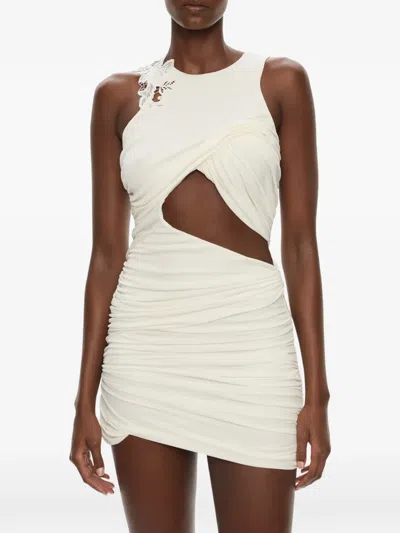 Christopher Esber Hibiscus Embroidered Mini Dress In White