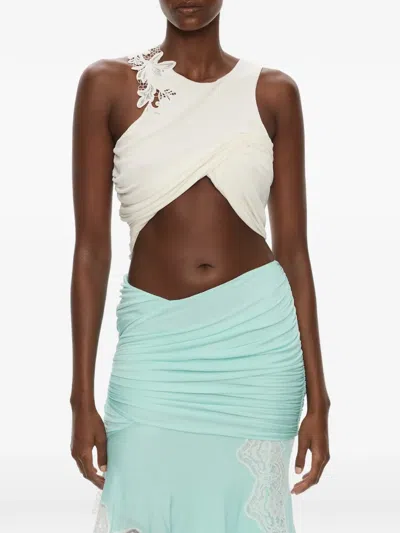 Christopher Esber Hibiscus Embroidered Top In White
