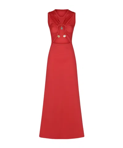 Christopher Esber Hiero Stone-embellished Cut-out Maxi Dress In Red