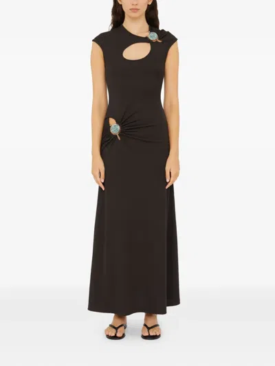 Christopher Esber Hollow Cutout Embellished Ribbed Jersey Maxi Dress In Multi