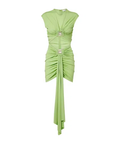 Christopher Esber Bezel Quartz Cutout Jersey Minidress In Green