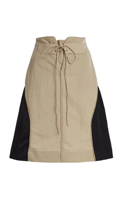 Christopher Esber Hudson Silk-paneled Nylon Midi Skirt In Taupe