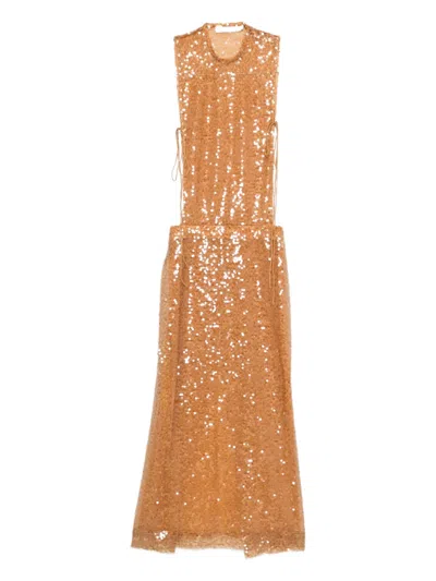 Christopher Esber Illuminate Sequin-embellished Gown In Orange