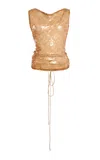 Christopher Esber Illuminate Sequined Tank Top In Brown