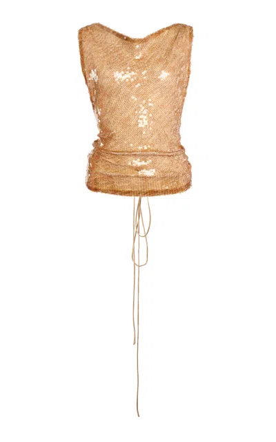 Christopher Esber Illuminate Sequined Tank Top In Brown