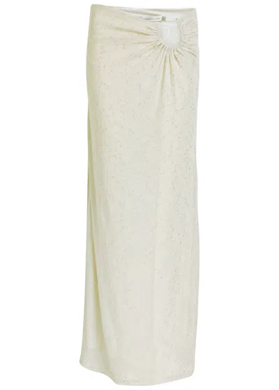 Christopher Esber Imber Cut-out Metallic-knit Maxi Skirt In Sand