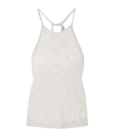 Christopher Esber Imber Halterneck Gathered Metallic Jersey Top In Silver