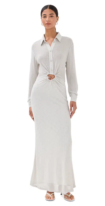Christopher Esber Embellished Cutout Metallic Mesh Maxi Dress In Neutral